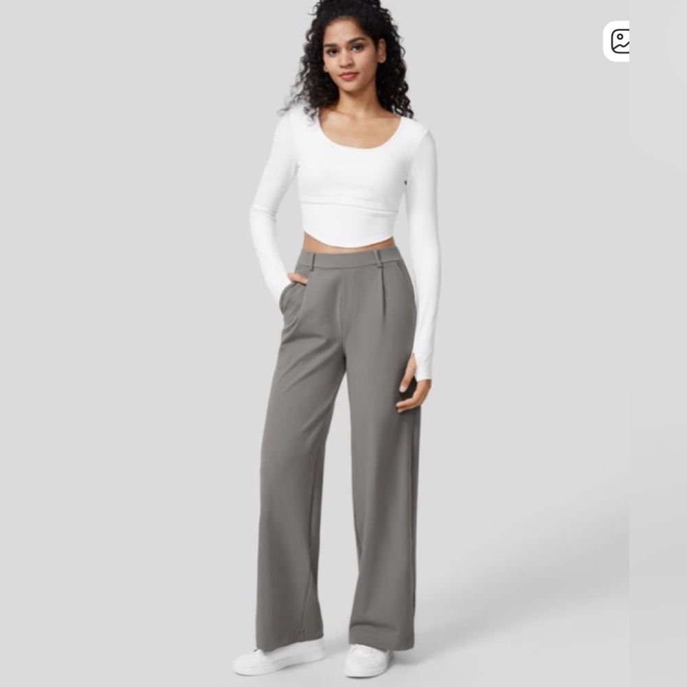 Women's Gray Wide-Leg Pull On Pants